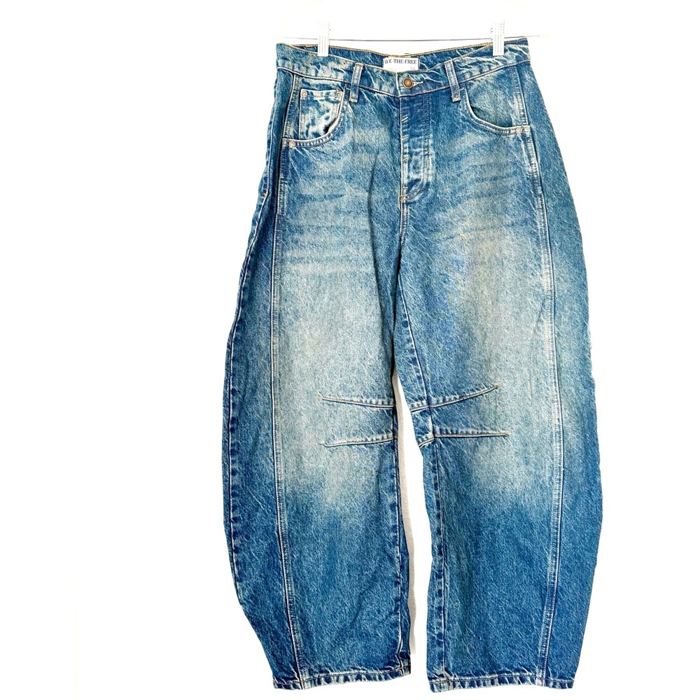 We The Free Distressed Blue Wide Leg Jeans